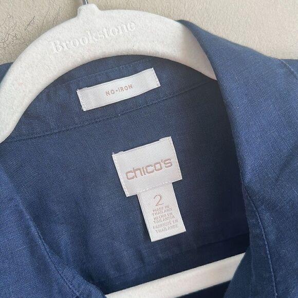 Chico’s 100% Linen No Iron Tunic Top 2=L - Picture 4 of 6